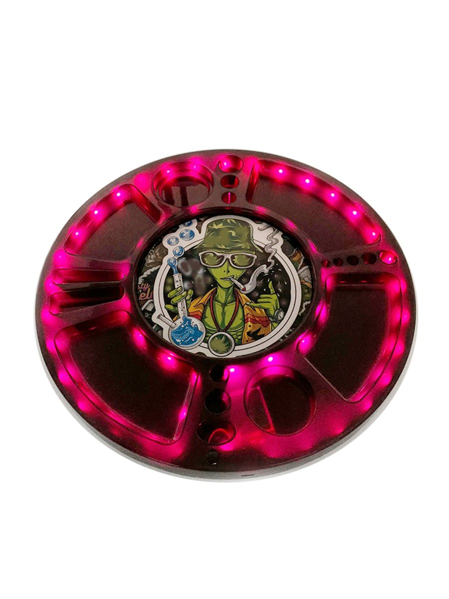 Multi-Slot LED Plastic Rolling Tray Black