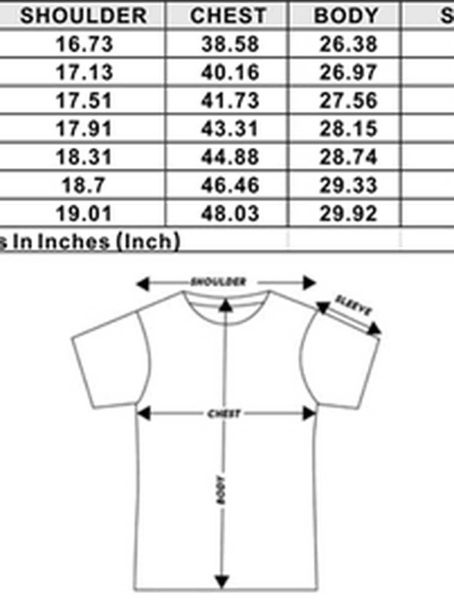 T-Shirt Size Chart inches T-Shirt Size Chart inches