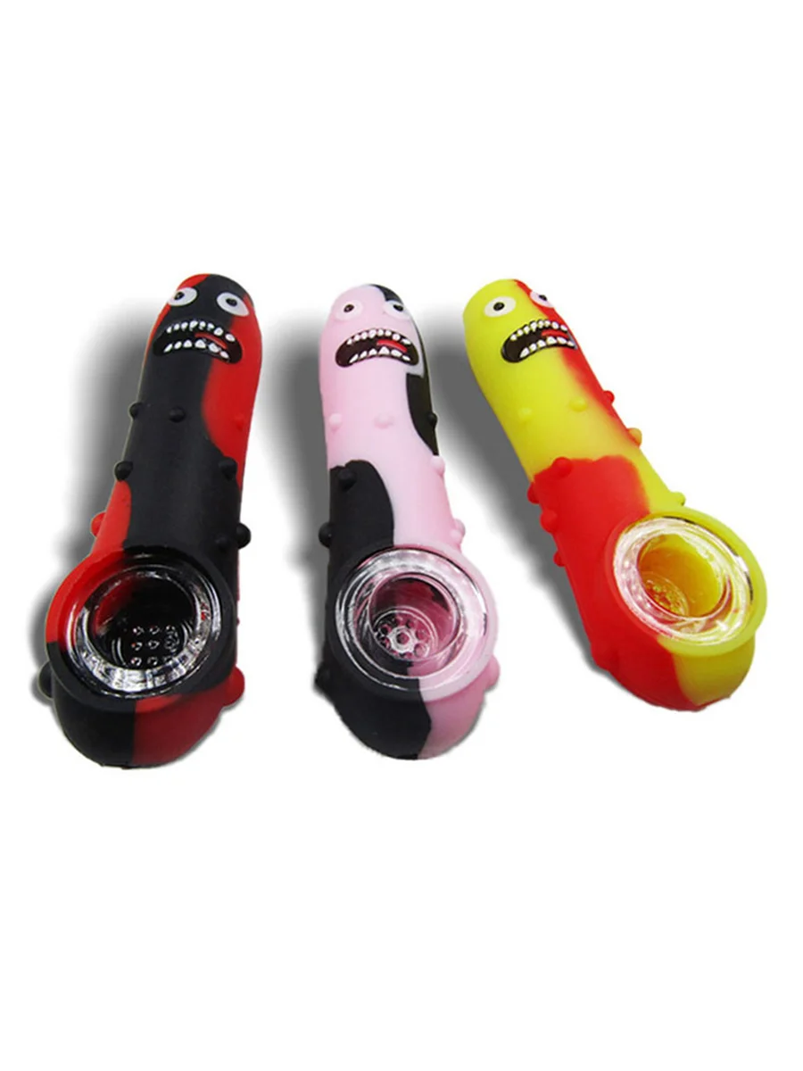 Pickle Silicone Hand Pipe With Glass Bowl