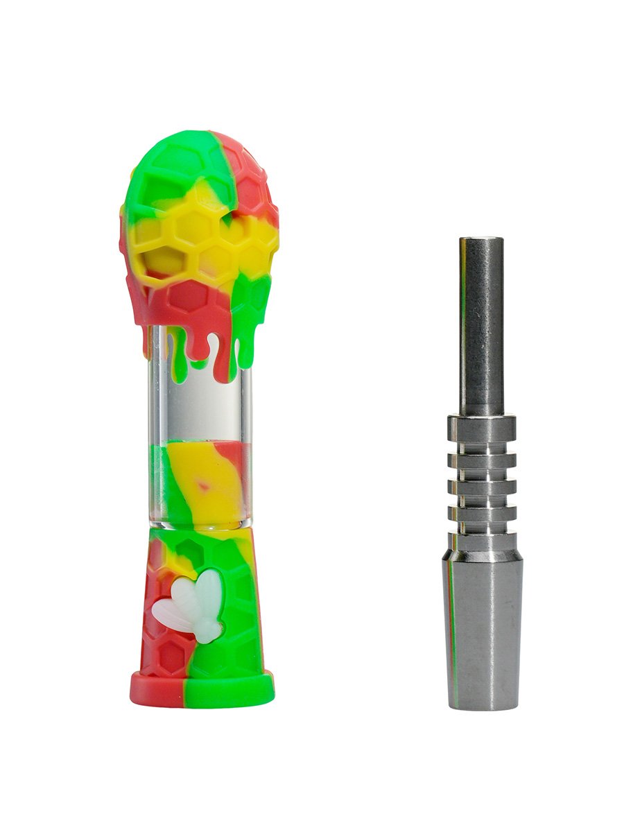 Glow-in-the-Dark Silicone Honey Bee Nectar Collector with 14mm Titanium Tip