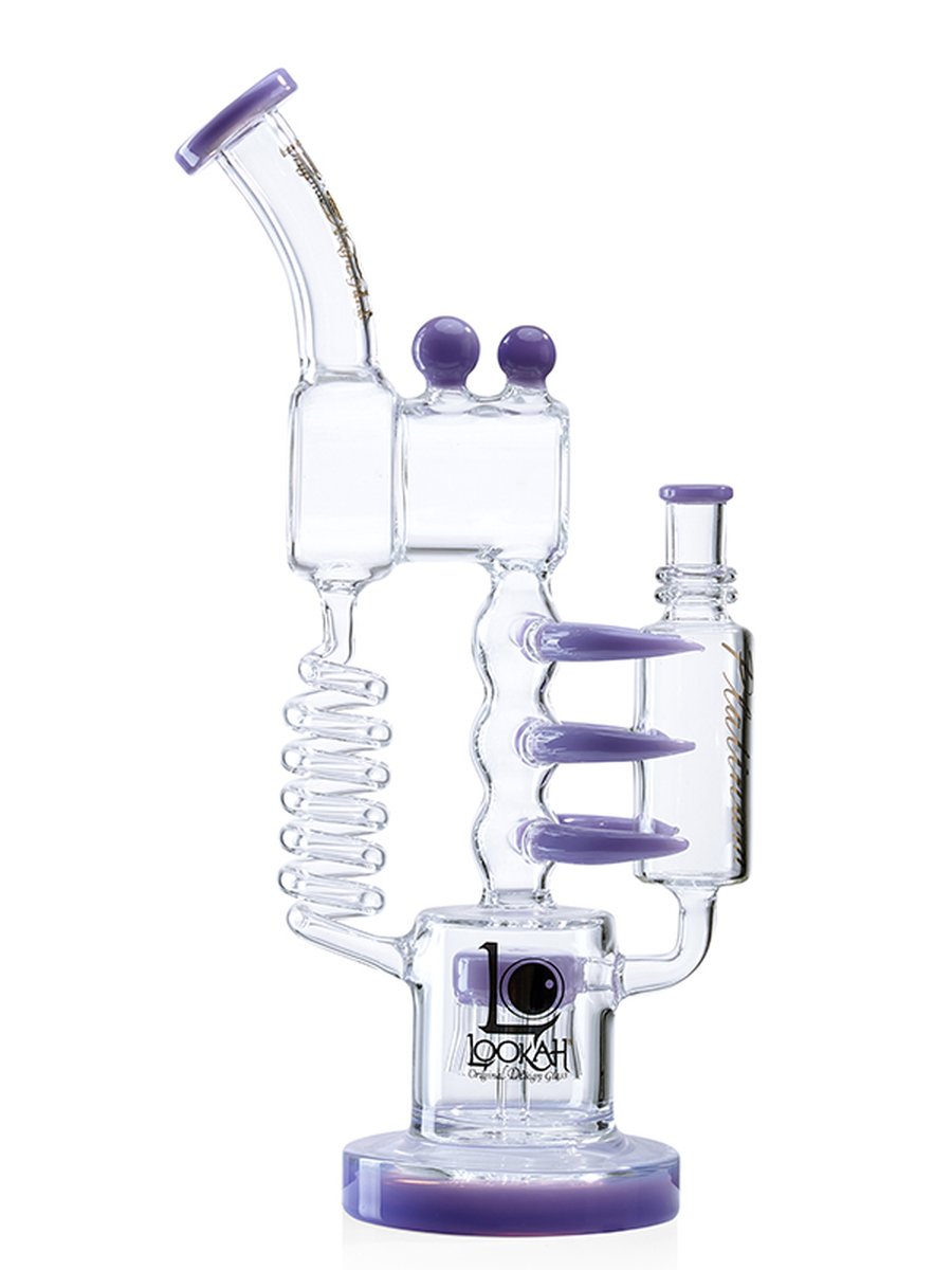 Lookah 14" Recycler Glass Spiderman Shank Water Pipe, Colors: Blue, 10 image Lookah 14" Recycler Glass Spiderman Shank Water Pipe, Colors: Blue, 10 image