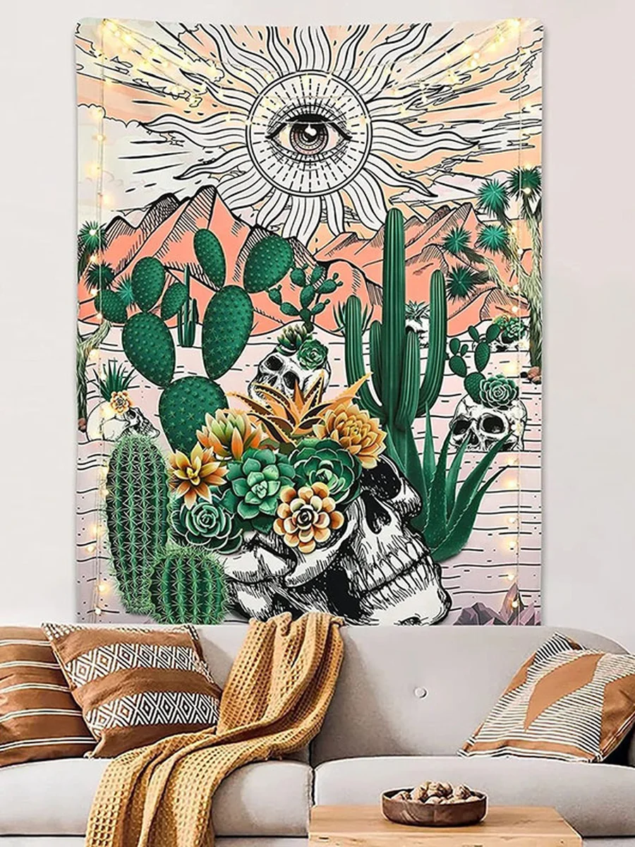 Vertical Skeleton Sun Tapestry, Size: 90.55x70.87inch, 2 image