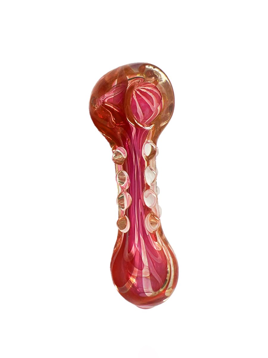 Red Girly Clear Dotted Glass Pipe