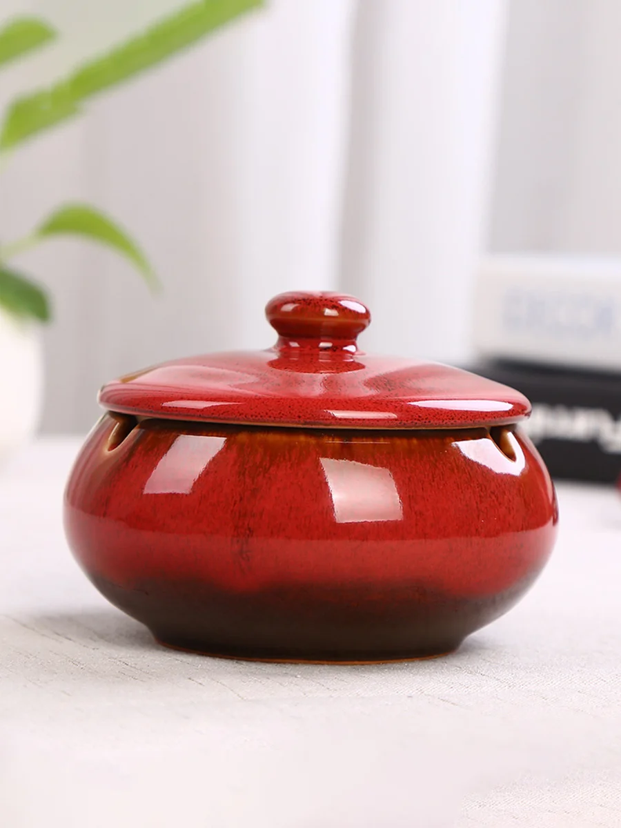 Red Windproof Ceramic Ashtray Red Windproof Ceramic Ashtray