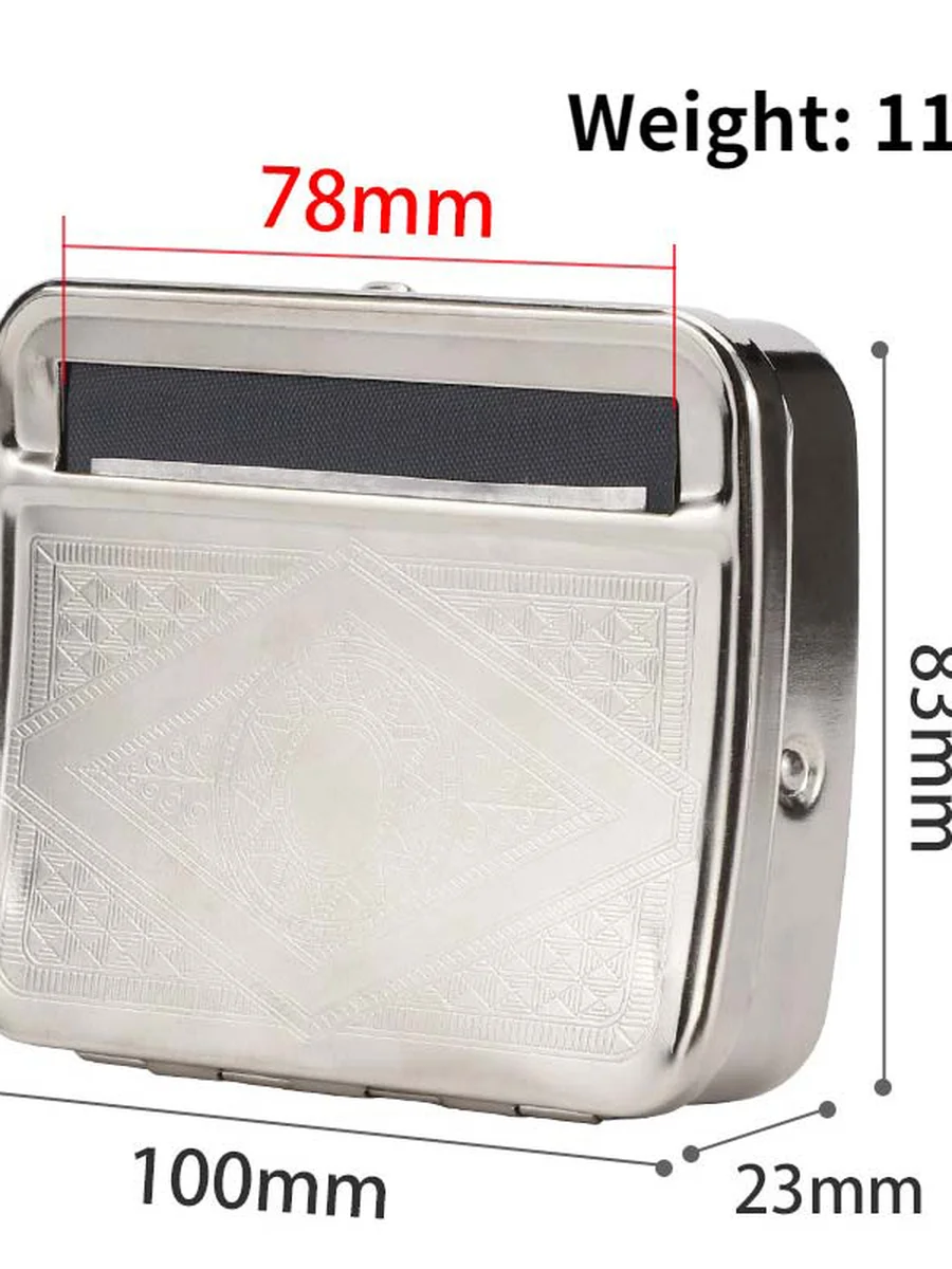 Metal Cigarette Roller Tobacco Case, Quality: Silver 78mm