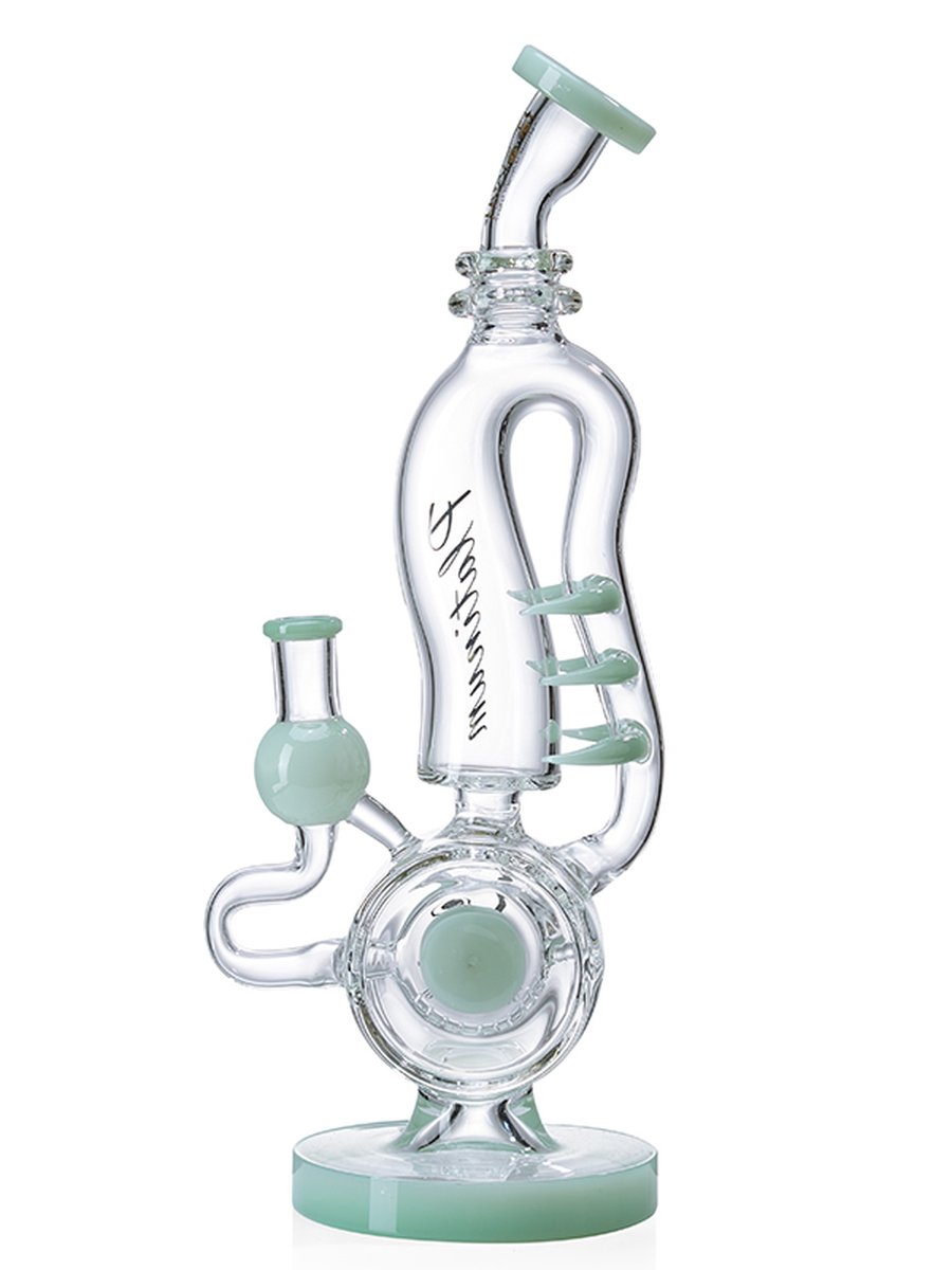 Lookah Bong 14"Disc Perc Saxophone Donut Recycler Water Pipe - Kiwi Green, Colors: Kiwi Green   , 3 image Lookah Bong 14"Disc Perc Saxophone Donut Recycler Water Pipe - Kiwi Green, Colors: Kiwi Green   , 3 image