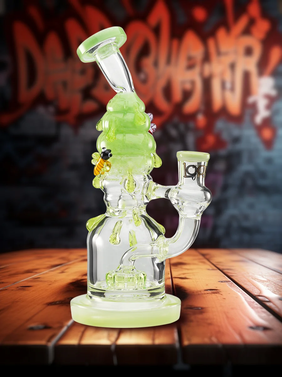 9-inch-bees-percolator-bong-green