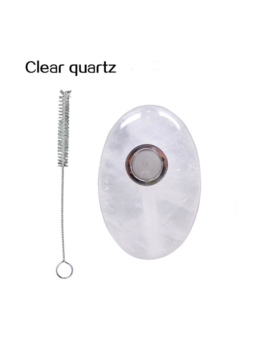 Oval Crystal Quartz Pipe, Color: Red Jasper, 11 image