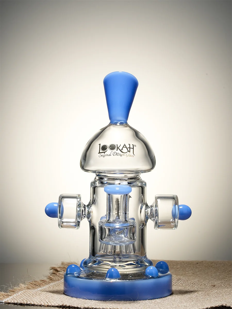 Lookah Bong 8&quot; Mini Recycler Percolator Steampunk Water Pipe blue