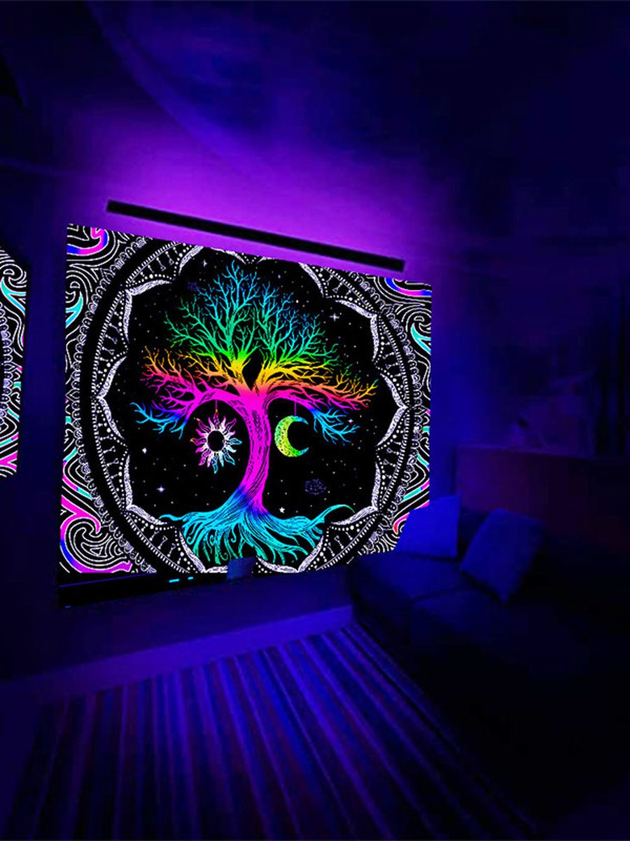 Tree of life Fluorescent Tapestry, Size: 37.40x28.74inch, 3 image Tree of life Fluorescent Tapestry, Size: 37.40x28.74inch, 3 image