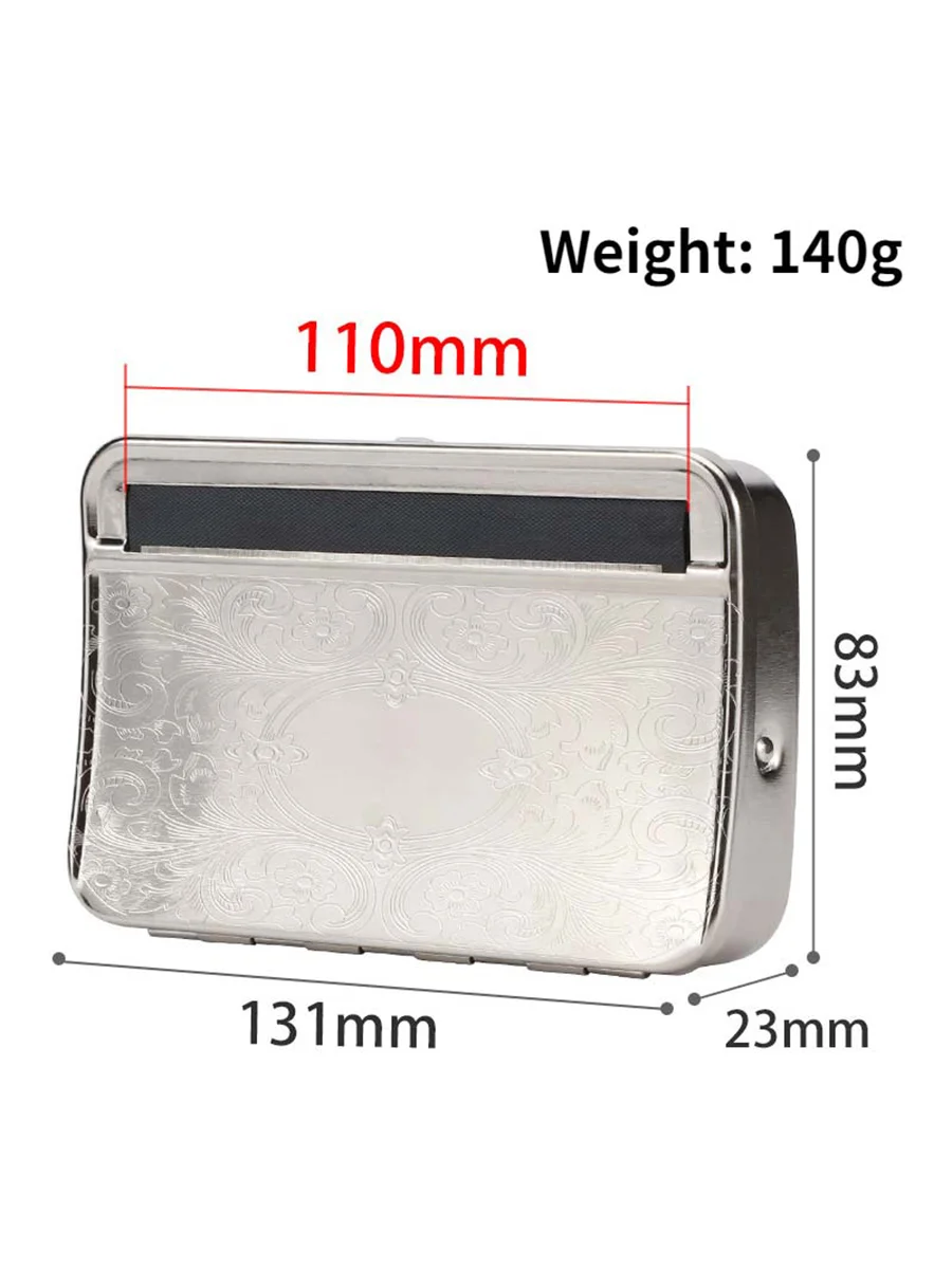 silver Metal Cigarette Roller Tobacco Case 110mm