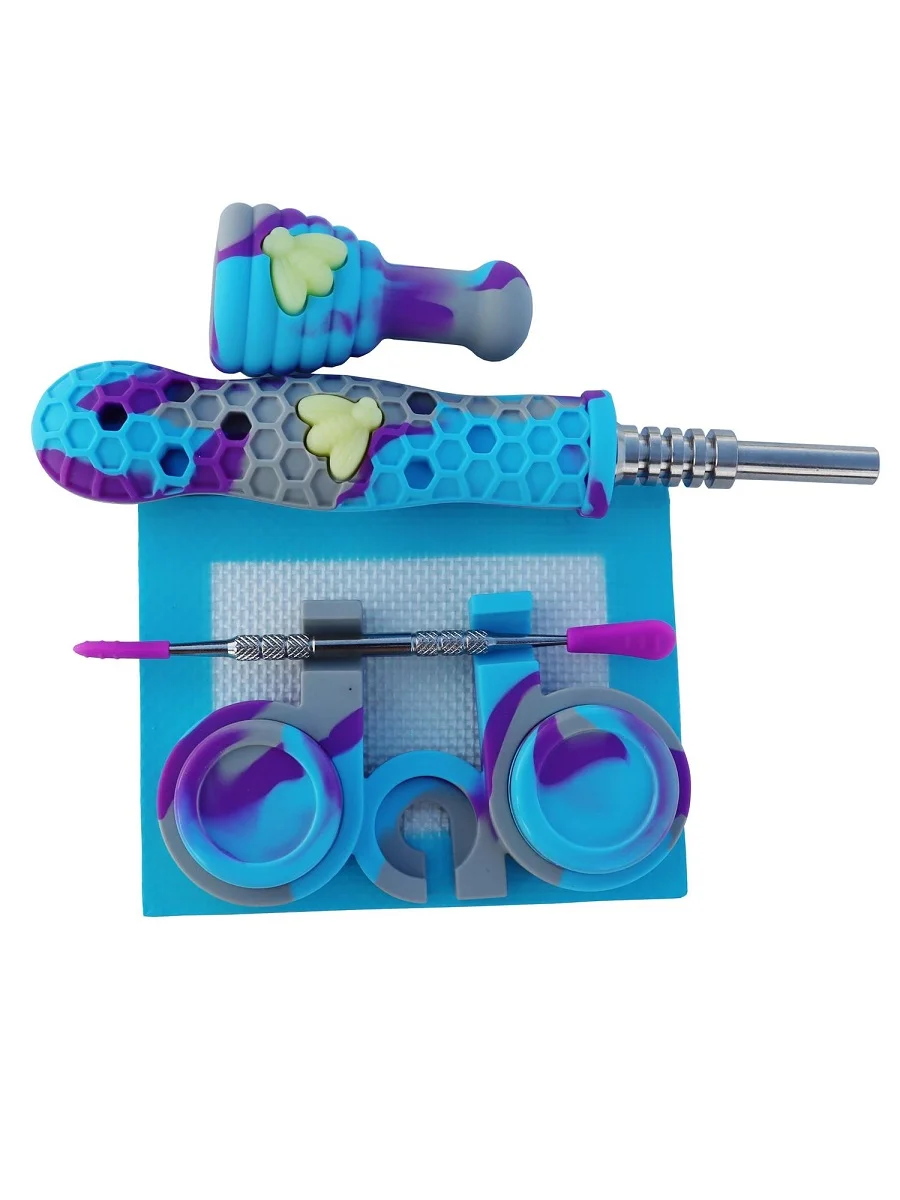 6.7" Funny Honeycomb Silicone Nectar Collector Kit - Travel Friendly