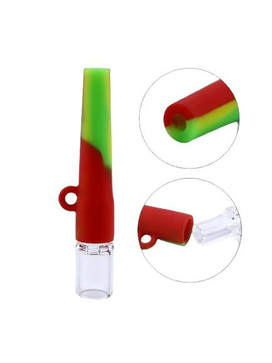 Silicone Chillum Pipe With Insert Glass Bowl