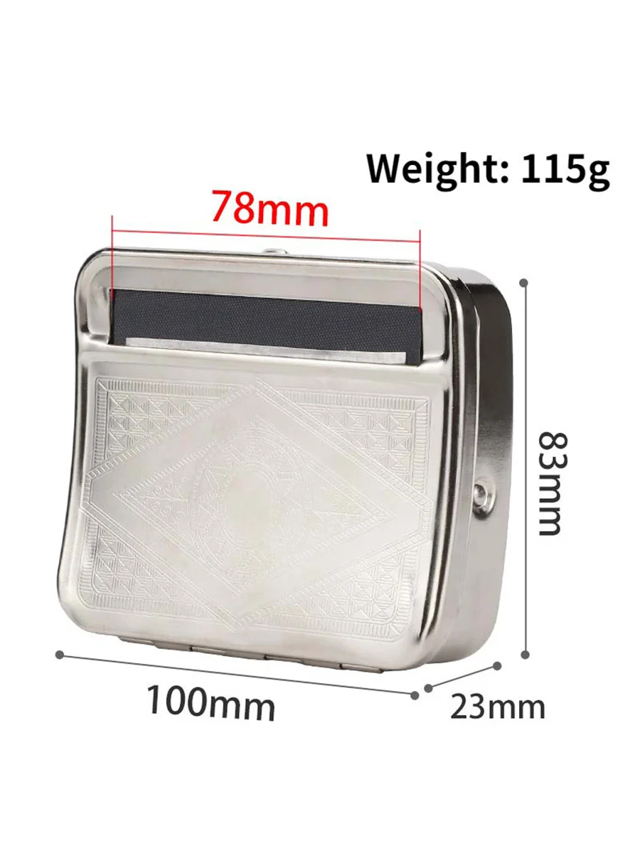 Silver Metal Cigarette Roller Tobacco Case 78mm