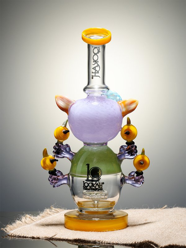 Lookah 9.5" Small Cute Piggy Glass Bong Purple Back
