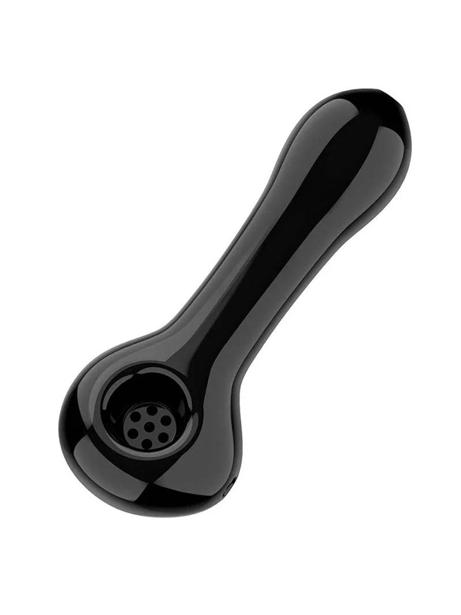 7-Hole Spoon Glass Pipe Main Black Main 7-Hole Spoon Glass Pipe Main Black Main