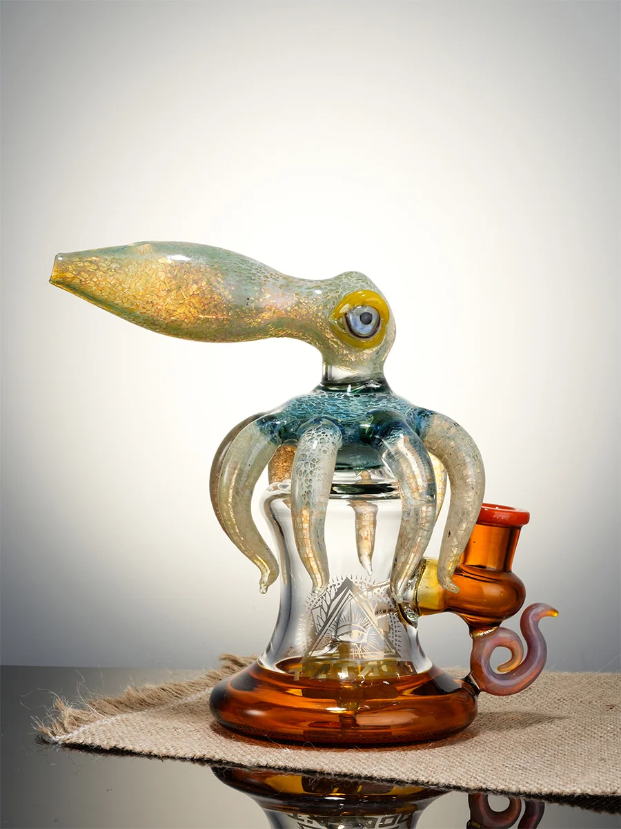 6.5" Cool Novelty Mini Octopus Glass Bong5 6.5" Cool Novelty Mini Octopus Glass Bong5