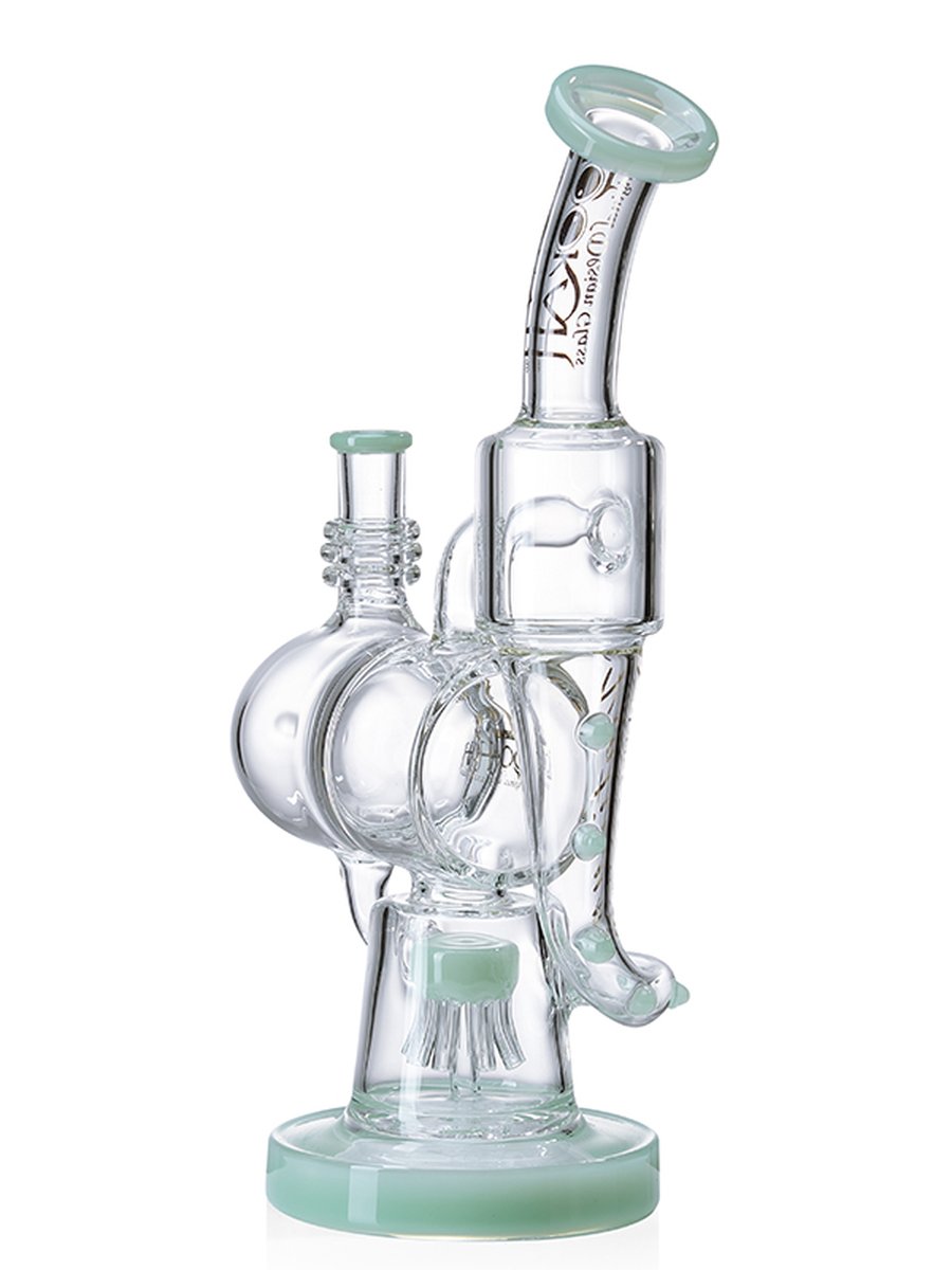 Platinum Glass Recycler Bong, Colors: Kiwi Green   , 3 image Platinum Glass Recycler Bong, Colors: Kiwi Green   , 3 image