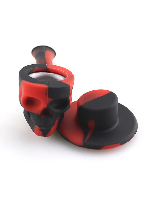 Skull Silicone Hand Pipe With Lid, 2 image Skull Silicone Hand Pipe With Lid, 2 image