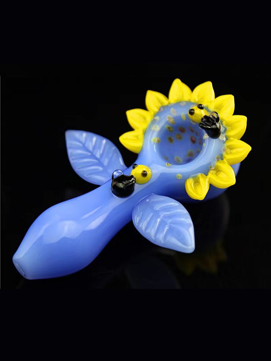Bees Sunflower Glass Pipe