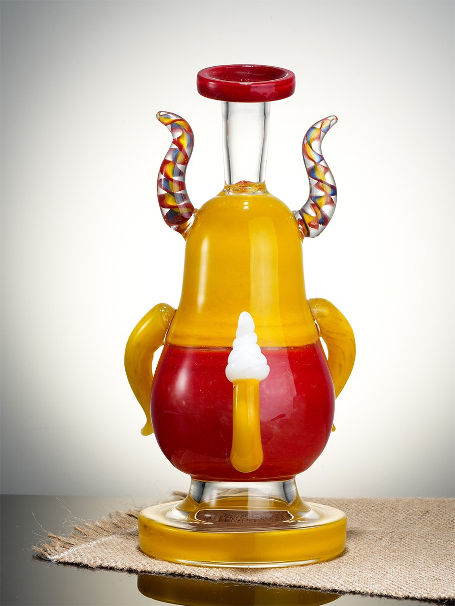 Yellow One-Eyed Big-Bellied Monster Glass Water Pipe5 Yellow One-Eyed Big-Bellied Monster Glass Water Pipe5