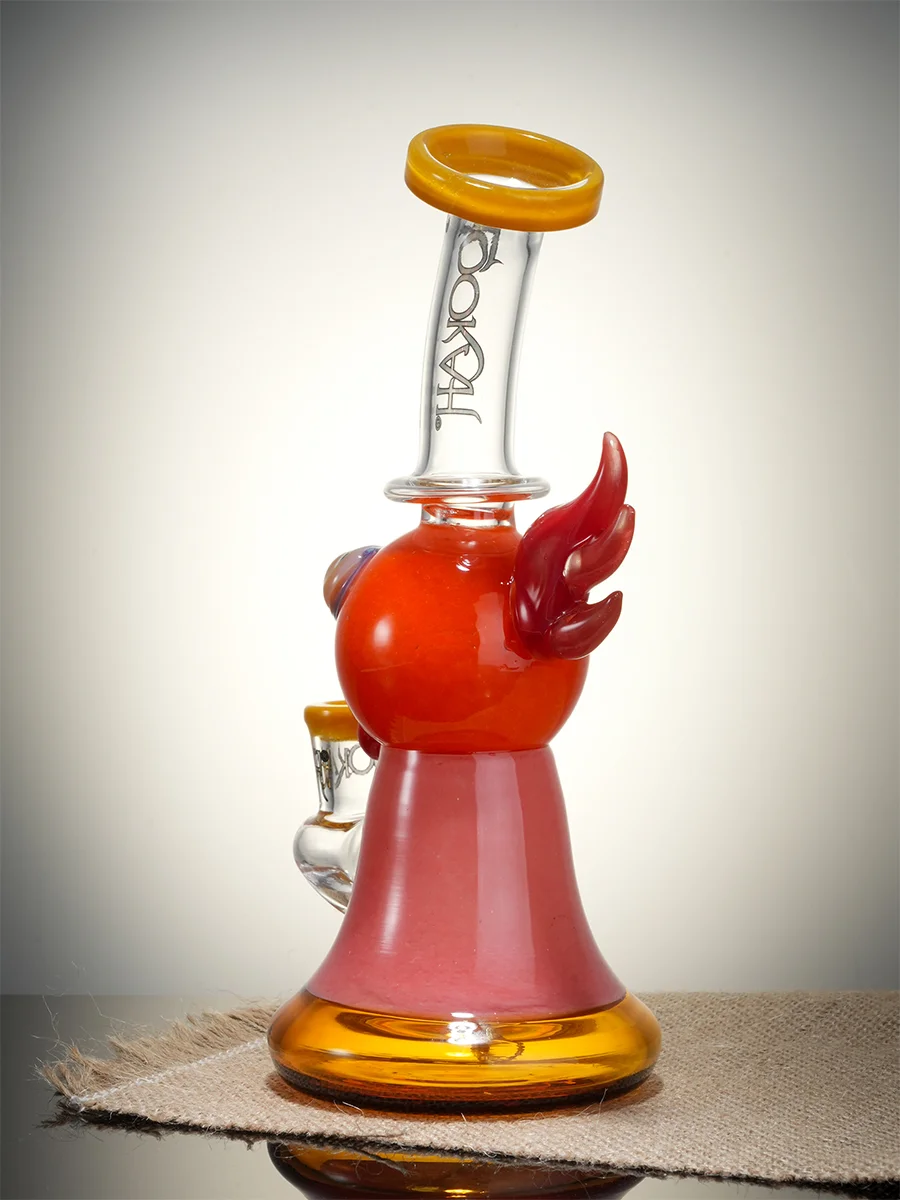 Lookah Rig 7.8" Cute Crested Head Dab Rig, Colors: Orange, 13 image Lookah Rig 7.8" Cute Crested Head Dab Rig, Colors: Orange, 13 image