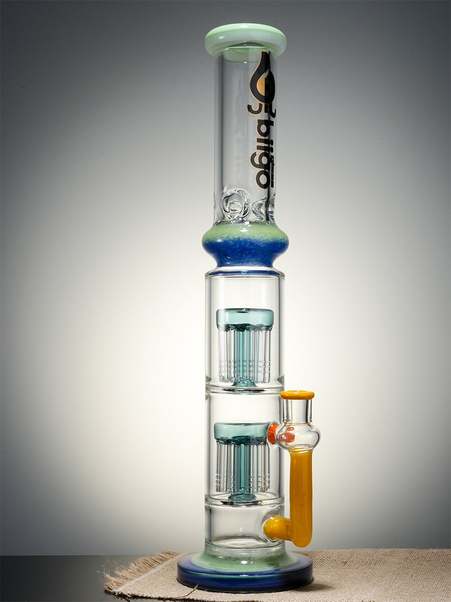 Lookah Bong 16" StraightTube Double Stacked Tree Perc Water Pipe, Colors: R, 6 image Lookah Bong 16" StraightTube Double Stacked Tree Perc Water Pipe, Colors: R, 6 image