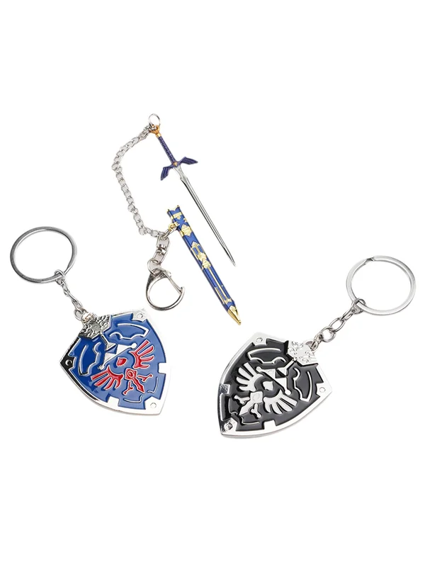 Zelda Master Sword with 2PCS Shield Keychain Sets 2 Zelda Master Sword with 2PCS Shield Keychain Sets 2