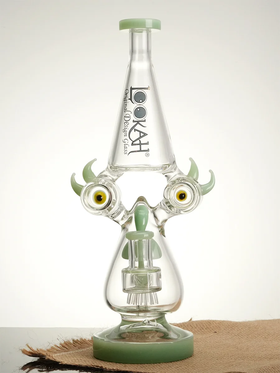 Lookah Bong 11.2" Recycler Color Rim Big Eyes Water Pipe, Colors: Blue, 5 image