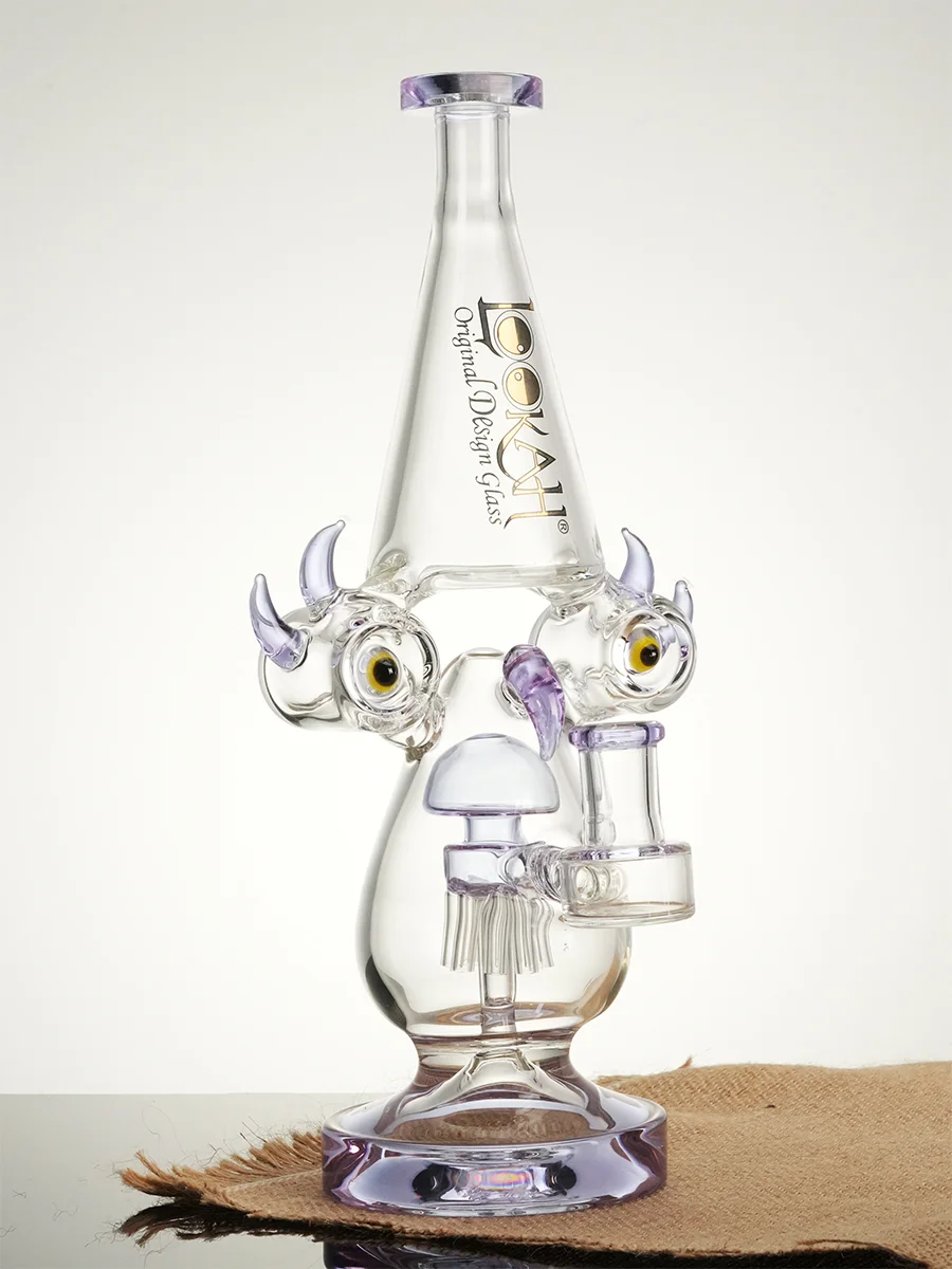 Lookah Bong 11.2" Recycler Color Rim Big Eyes Water Pipe, Colors: Blue, 3 image