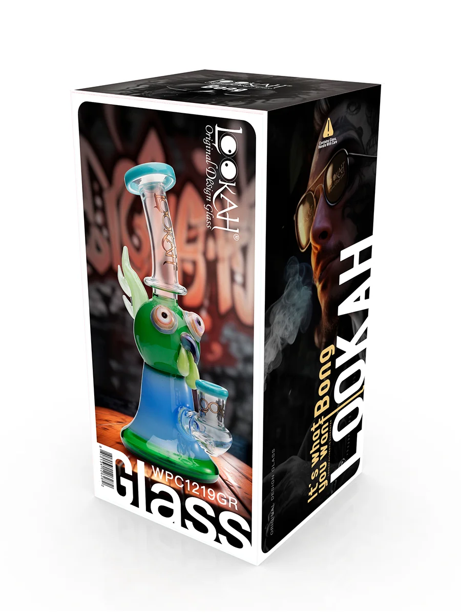 Lookah Rig 7.8" Cute Crested Head Dab Rig, Colors: Orange, 6 image Lookah Rig 7.8" Cute Crested Head Dab Rig, Colors: Orange, 6 image