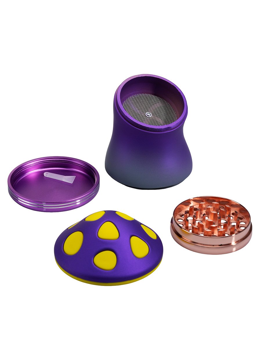 Cute Mushroom Zinc Alloy Herb Grinder with Drawer, 4 image