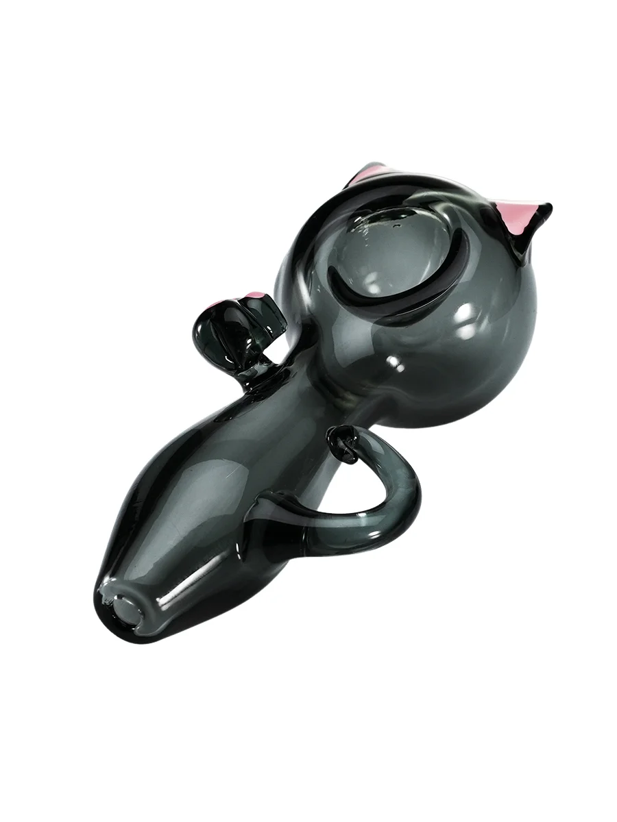 Black Cat Hello Kitty Glass Spoon Pipe Black Cat Hello Kitty Glass Spoon Pipe