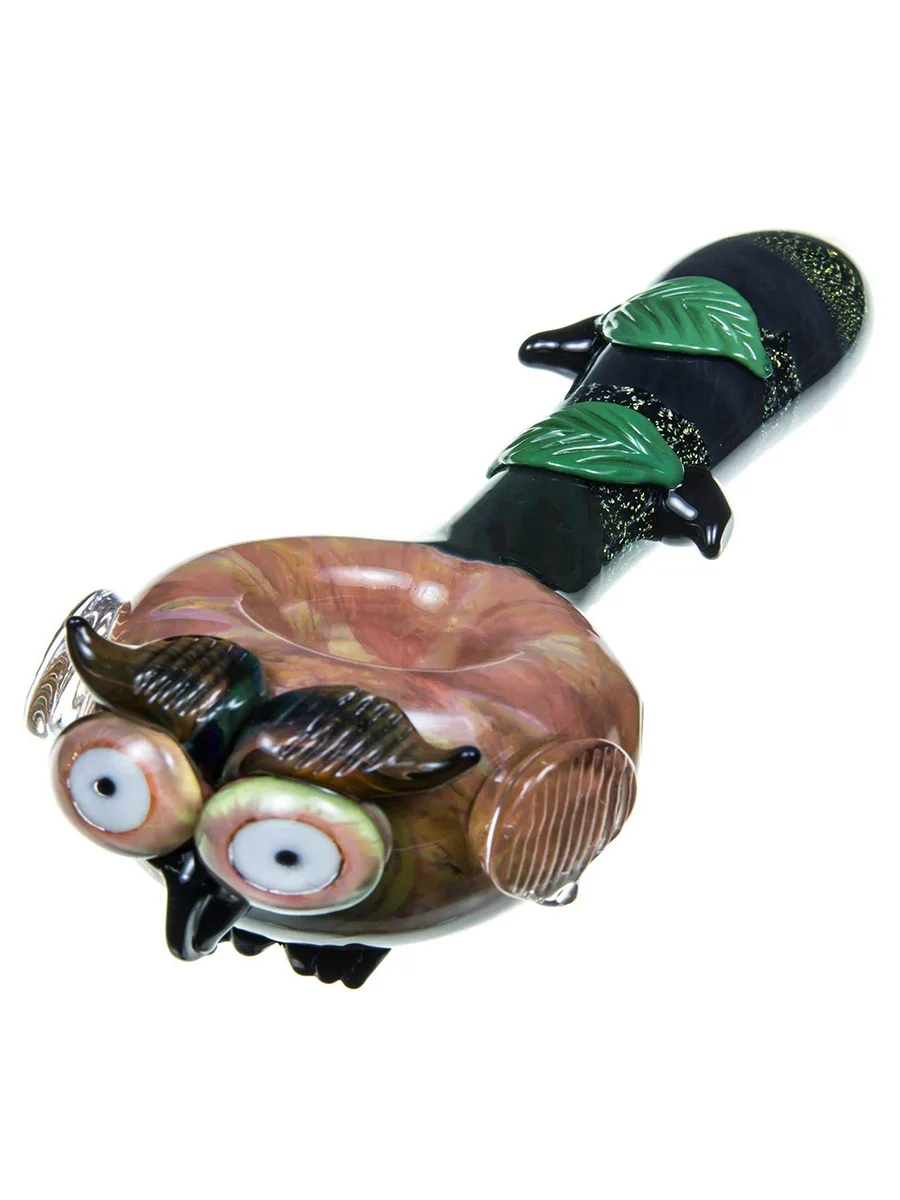 Owl-Themed Glass Pipe, 3 image Owl-Themed Glass Pipe, 3 image