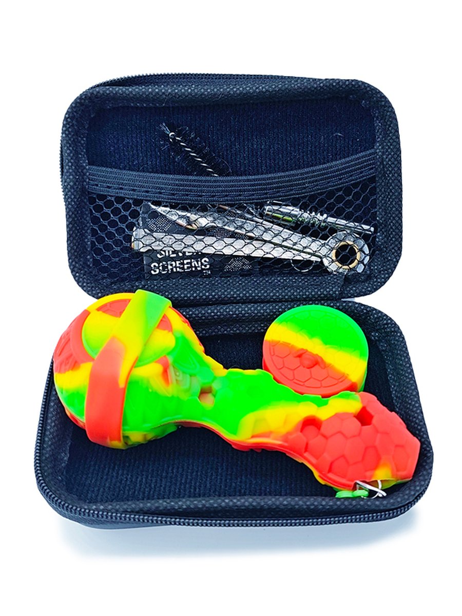 Honeycomb Silicone Pipe Set, Color: Orange-blue, 6 image Honeycomb Silicone Pipe Set, Color: Orange-blue, 6 image