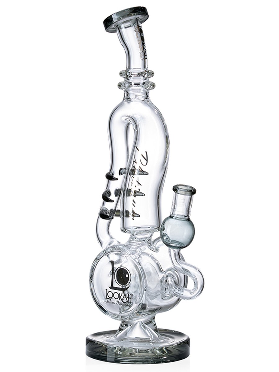 Lookah Bong 14"Disc Perc Saxophone Donut Recycler Water Pipe - Clear Black, Colors: Clear Black, 2 image Lookah Bong 14"Disc Perc Saxophone Donut Recycler Water Pipe - Clear Black, Colors: Clear Black, 2 image
