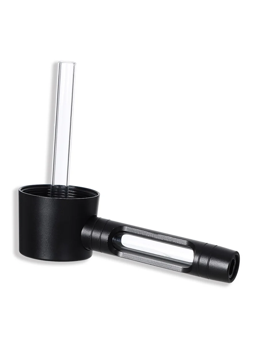 Metal And Glass Bubbler Pipe, Color: Black, 7 image Metal And Glass Bubbler Pipe, Color: Black, 7 image