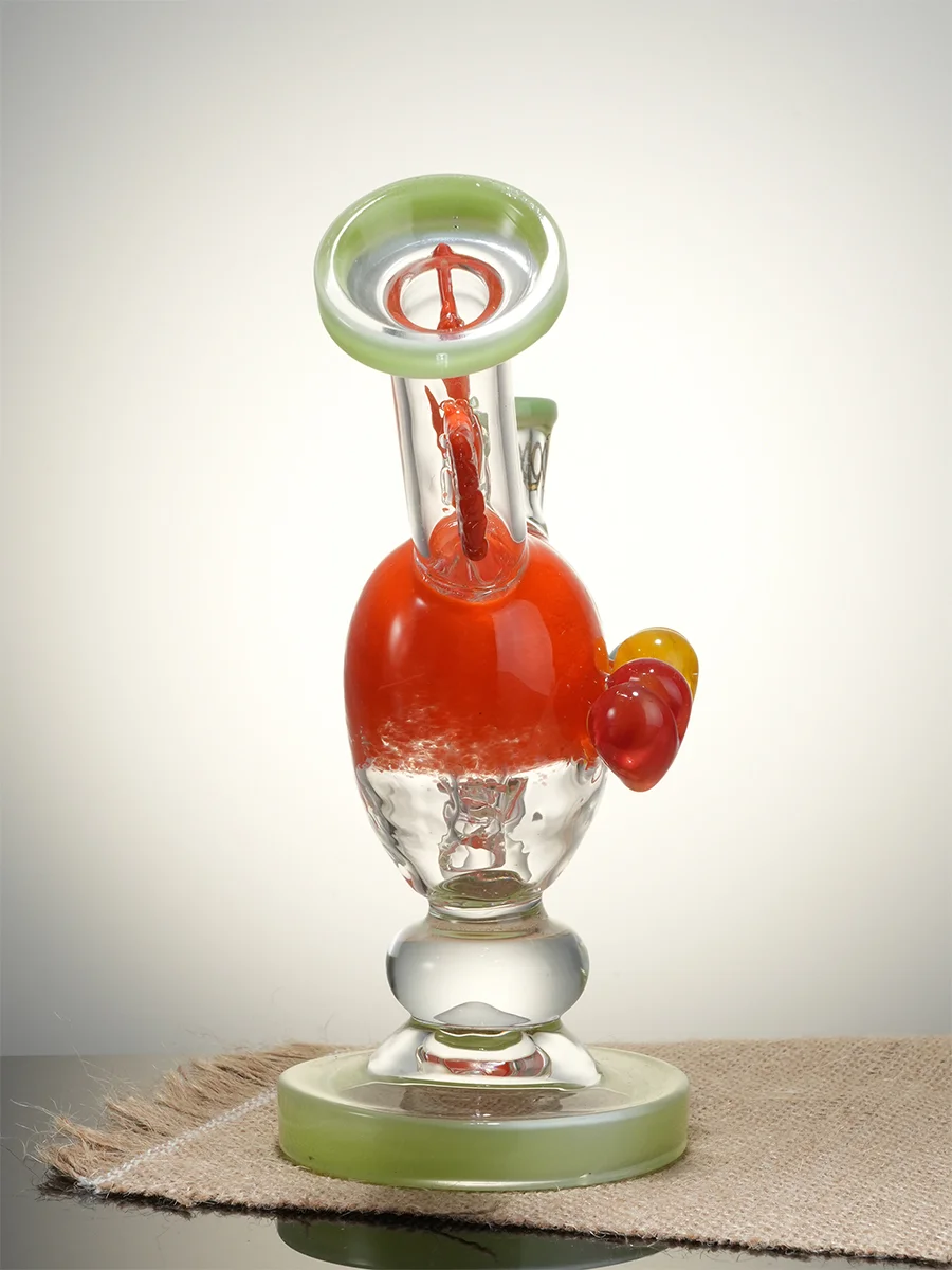 Lookah 7.5" Mini Cute Cupid’s Heart Glass Bong, Colors: Orange, 4 image Lookah 7.5" Mini Cute Cupid’s Heart Glass Bong, Colors: Orange, 4 image