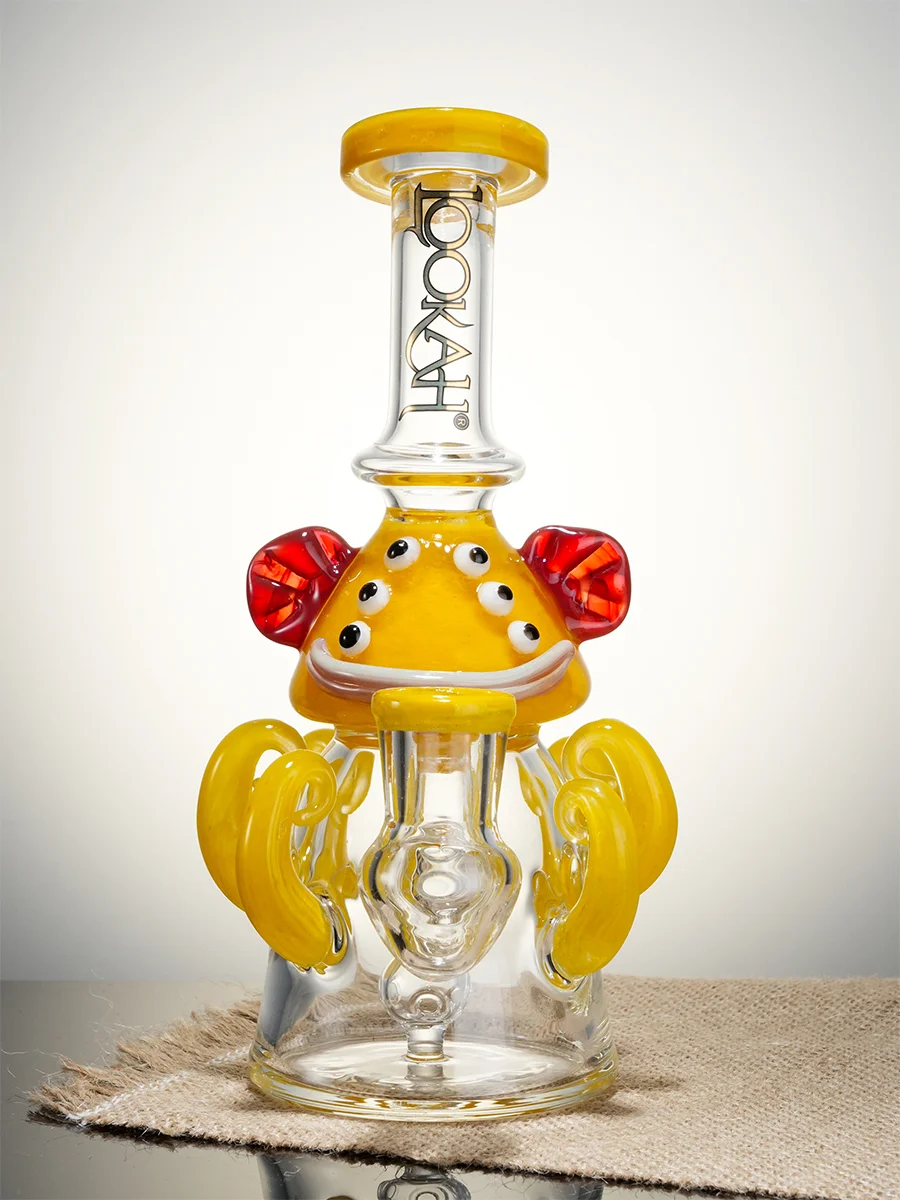 Yellow 8&quot; Mini Cute Six Eyes Clown Octopus Dab Rig