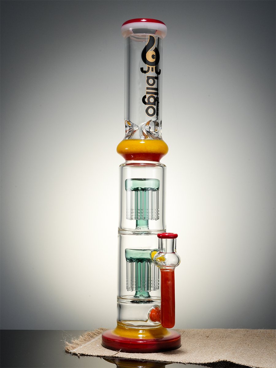 Lookah Bong 16" StraightTube Double Stacked Tree Perc Water Pipe, Colors: G, 8 image