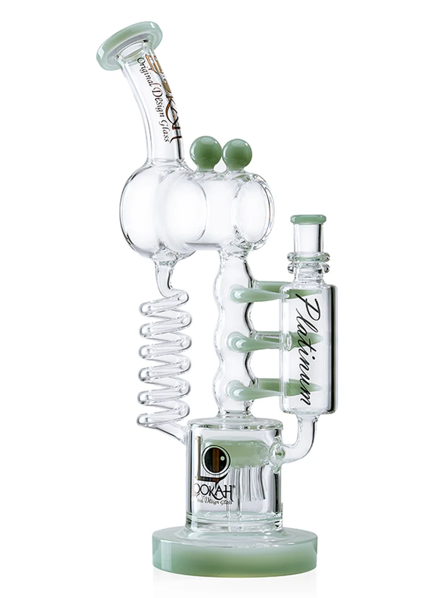14.7" Recycler Glass Spiderman Shank Bong, Colors: Green, 2 image