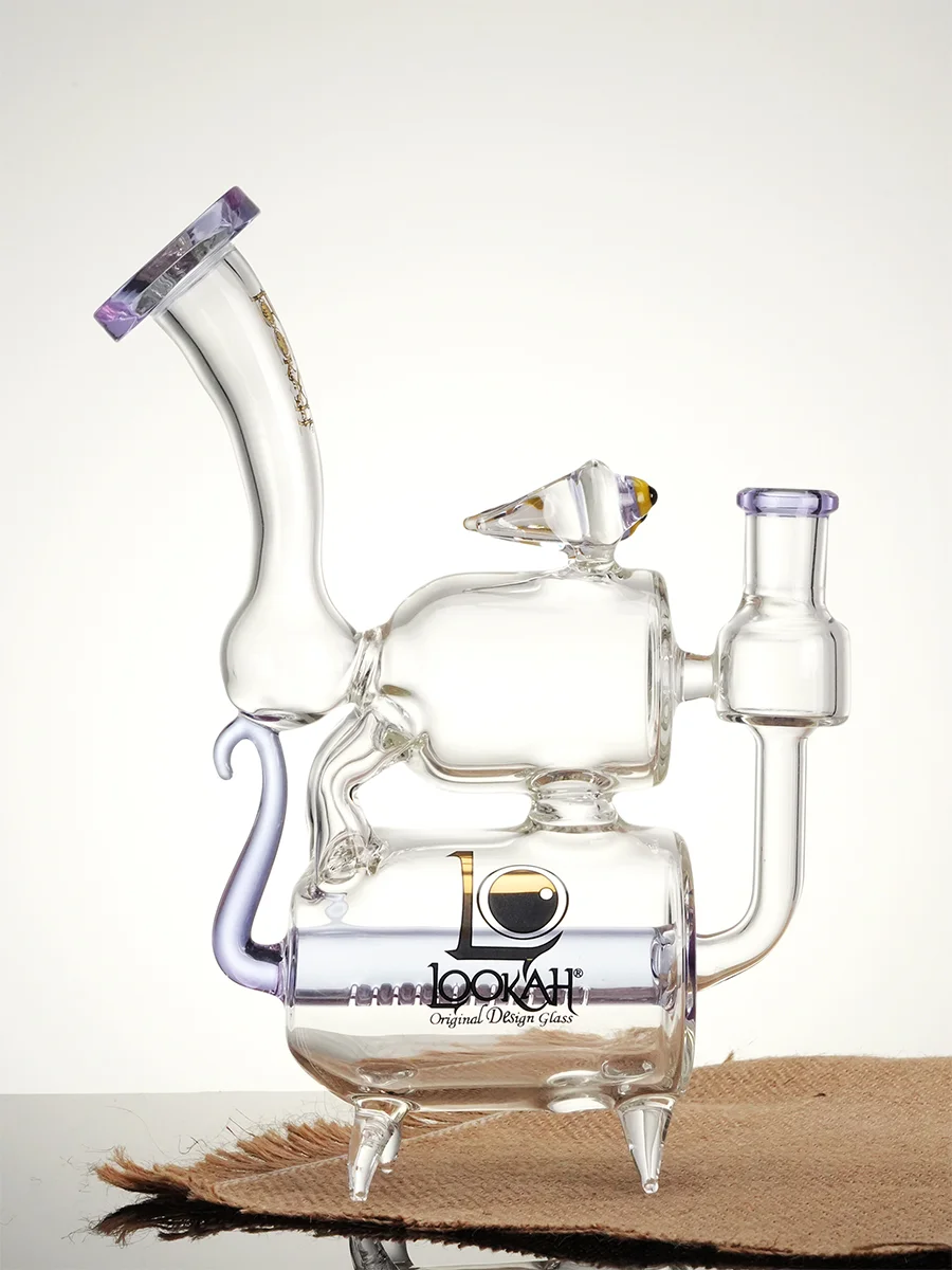 Lookah Bong 9" Cute Recycler Double Chamber Perc Water Pipe, Colors: Blue, 3 image Lookah Bong 9" Cute Recycler Double Chamber Perc Water Pipe, Colors: Blue, 3 image