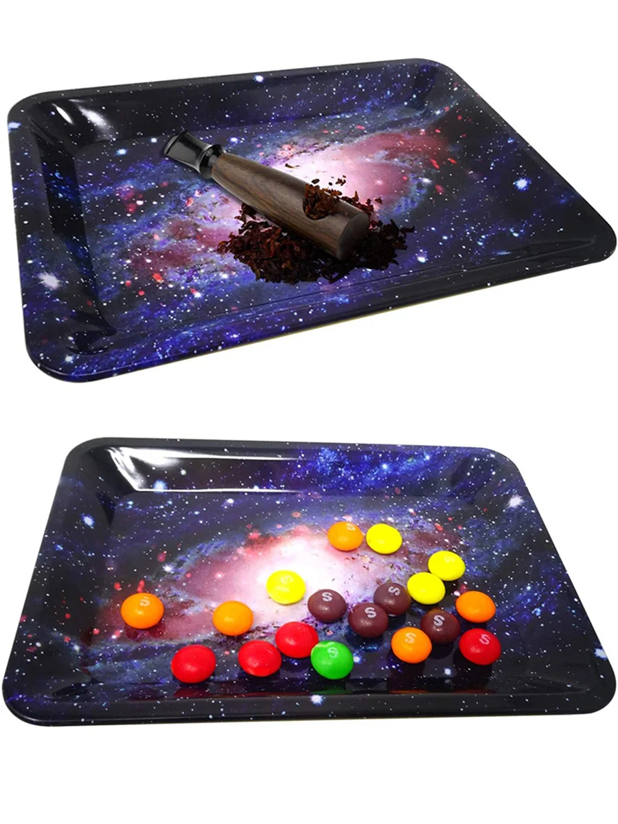 Starry Sky Tinplate Rolling Tray use