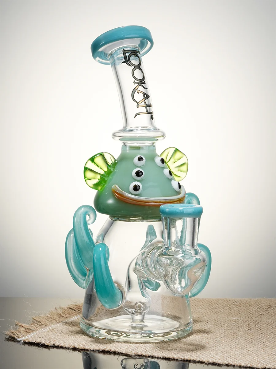 Lookah Rig 8" Mini Cute Six Eyes Clown Octopus Dab Rig, Colors: Water Blue , 9 image Lookah Rig 8" Mini Cute Six Eyes Clown Octopus Dab Rig, Colors: Water Blue , 9 image