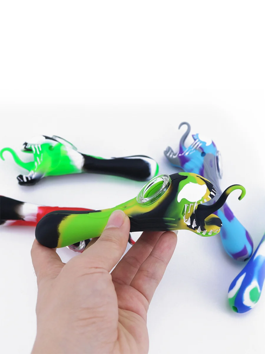 Mix Colors Tongue Venom Color Printed Silicone Pipe11 Mix Colors Tongue Venom Color Printed Silicone Pipe11