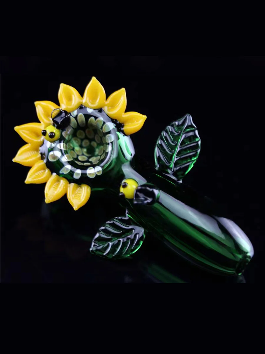 Bees Sunflower Glass Pipe