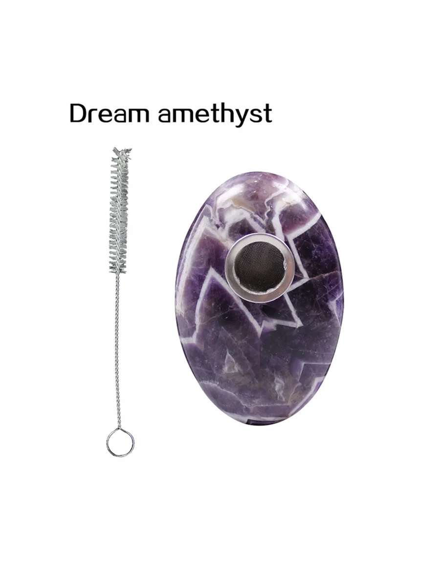 Oval Crystal Quartz Pipe, Color: Red Jasper, 4 image