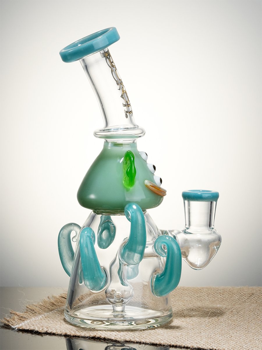Lookah Rig 8" Mini Cute Six Eyes Clown Octopus Dab Rig, Colors: Water Blue , 11 image Lookah Rig 8" Mini Cute Six Eyes Clown Octopus Dab Rig, Colors: Water Blue , 11 image