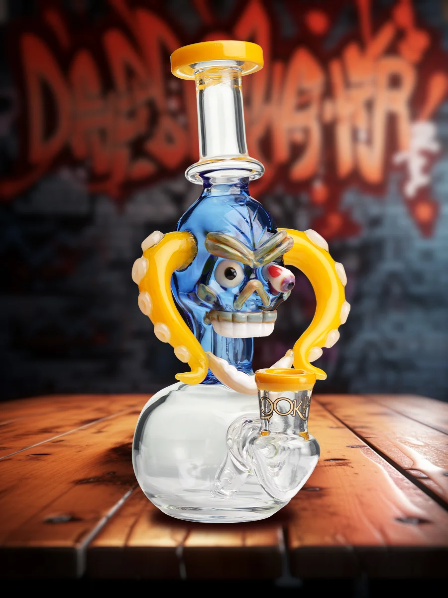 8" Mini Cool Tyrannosaurus Rex Skull Dab Rig yellow 8" Mini Cool Tyrannosaurus Rex Skull Dab Rig yellow