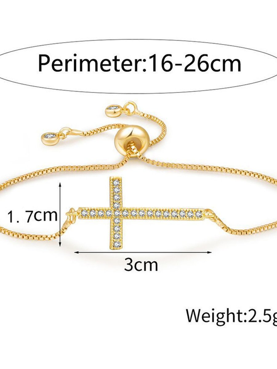 Adjustable Cross Bracelet, Color: Silver, 4 image Adjustable Cross Bracelet, Color: Silver, 4 image